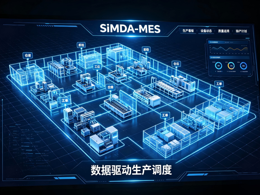盈致科技SiMDA-MES數(shù)據(jù)驅(qū)動生產(chǎn)調(diào)度-電子工廠智慧車間示意圖