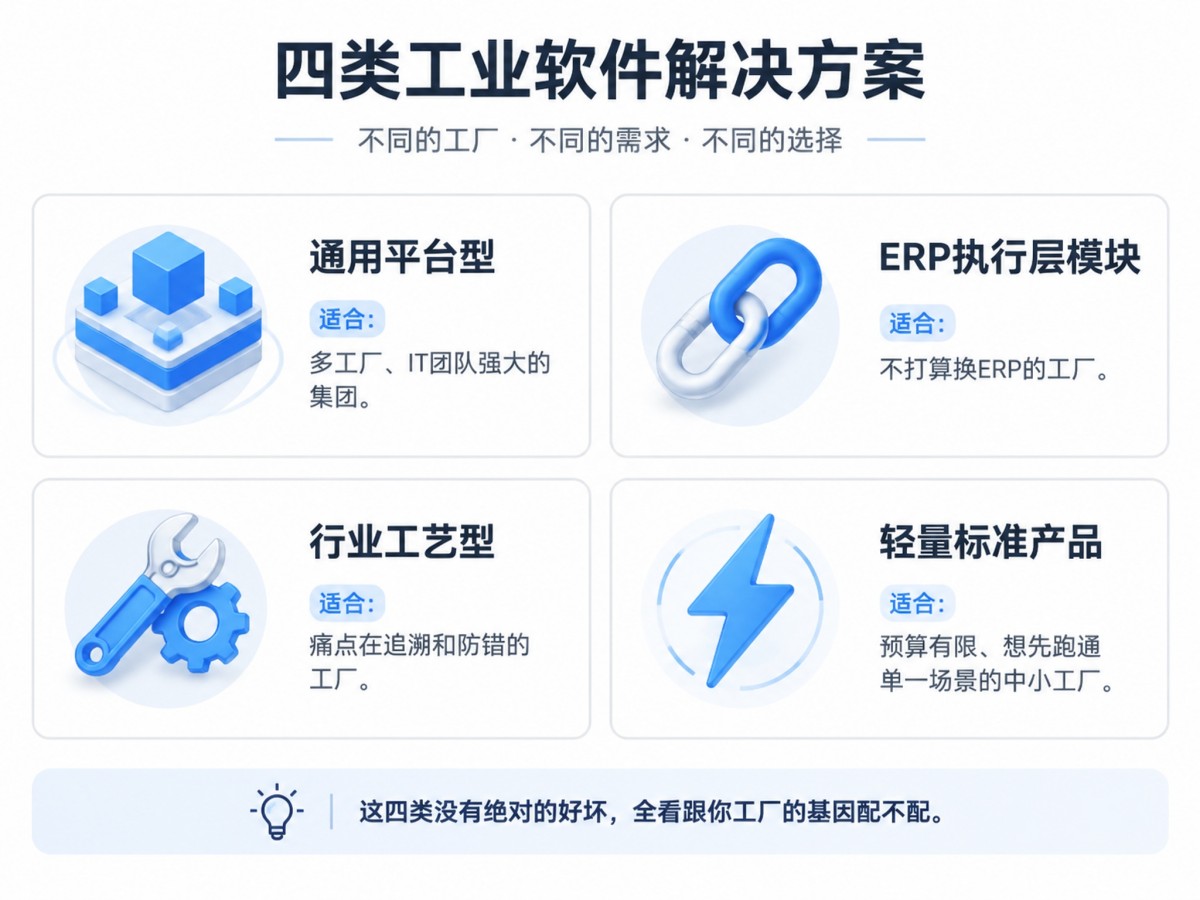 MES系統四類供應商對比-通用平臺ERP模塊行業工藝輕量標準-盈致科技SiMDA-MES